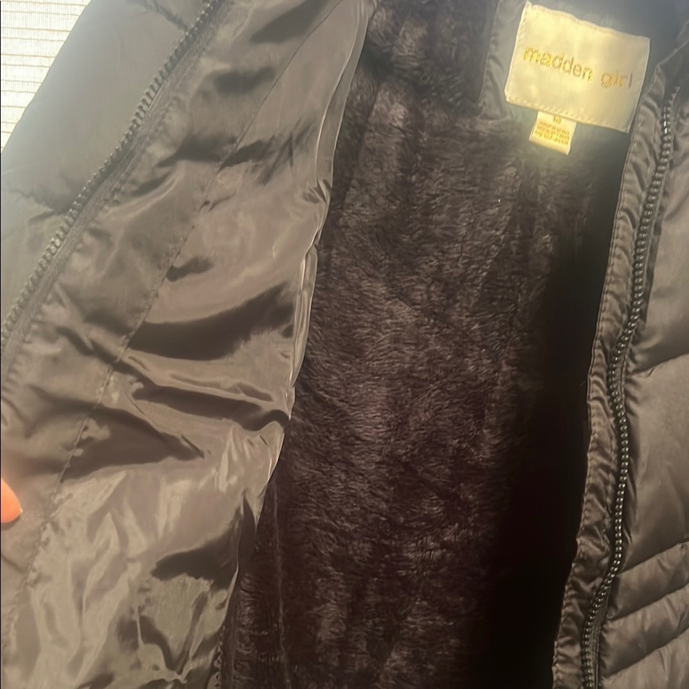 Madden Girl Puffer Jacket with Faux Fur Hood - Picture 8 of 10